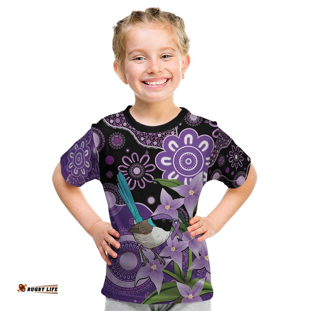 Australia Epilepsy Awareness Kid T Shirt Purple-crowned Fairywren Boronia Aboriginal LT14