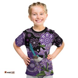 Australia Epilepsy Awareness Kid T Shirt Purple-crowned Fairywren Boronia Aboriginal LT14