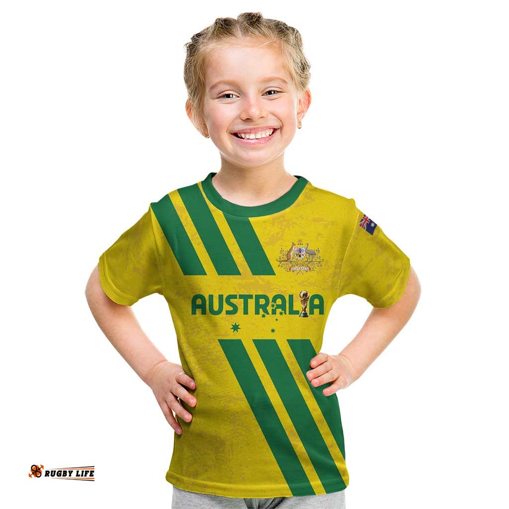 Custom Soccer 2026 Australia Kid T Shirt Socceroos Go Glory LT01