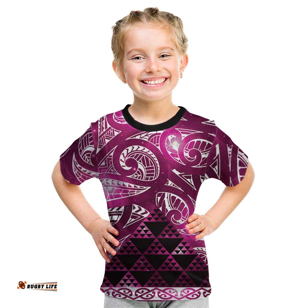 Matariki New Zealand Kid T Shirt NZ Niho Taniwha Maori New Year Pink Galaxy LT14