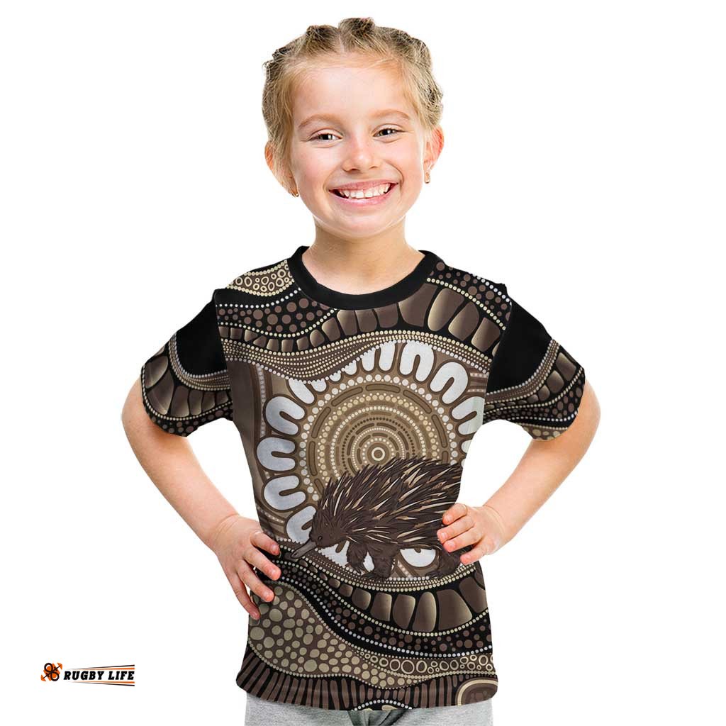 Indigenous Echidna Australia Kid T Shirt Australian Aboriginal Art Proud LT14