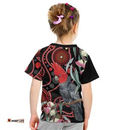 Gang-gang Cockatoo Australia Kid T Shirt Eucalyptus Blossoms Aboriginal Art LT14