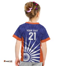 India Cricket Custom Kid T Shirt Ashoka Chakra with Flag Style LT9