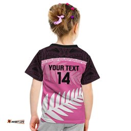Custom New Zealand Aotearoa Cricket Kid T Shirt Go White Silver Fern LT14