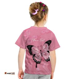 Personalised Australia Breast Cancer Awareness Kid T Shirt Pink Ribbon Butterfly Opal Pattern LT14