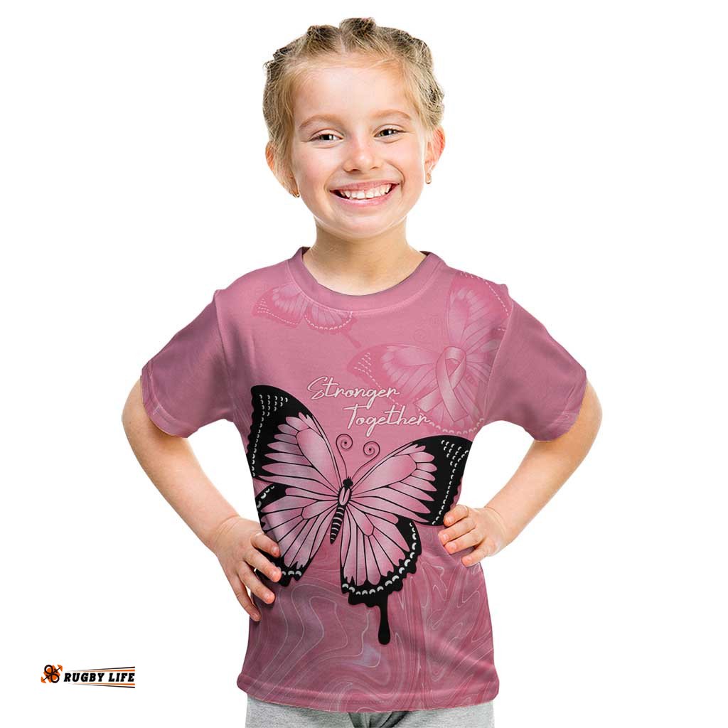 Personalised Australia Breast Cancer Awareness Kid T Shirt Pink Ribbon Butterfly Opal Pattern LT14