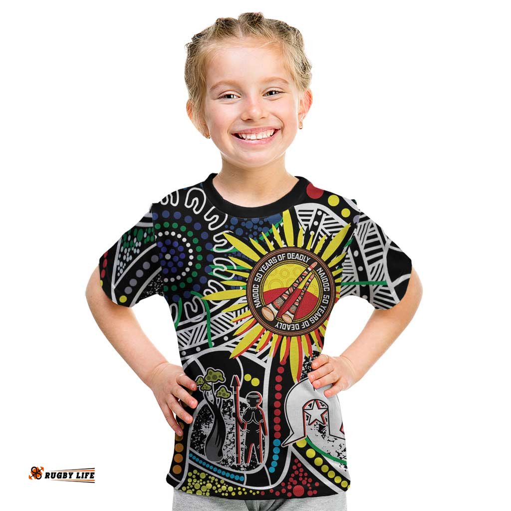 NAIDOC 50 Years of Deadly Personalised Kid T Shirt Aboriginal Dot Art LT9