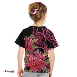 Australia Waratah Kid T Shirt Telopea Aussie Native Flowers Indigenous Art LT14