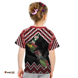 New Zealand Christmas Taniko Poutama Kid T Shirt Flora Map with Birds LT7