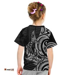 New Zealand Hammerhead Shark Kid T Shirt Maori Haehae Mangopare Black LT14