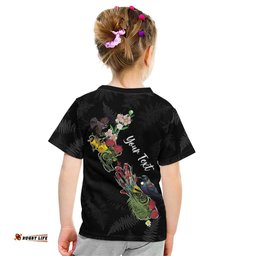 Kia Ora New Zealand Floral Personalized Kid T Shirt Black LT7
