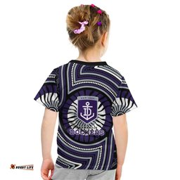 Fremantle Dockers Kid T Shirt Indigenous Monochrome Dot Art Mascot Style TS04