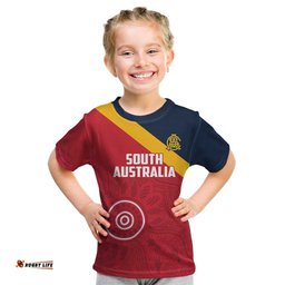 Custom South Australia Cricket Kid T Shirt Go Champions - Aboriginal Art LT14