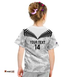 Custom New Zealand Silver Fern Football Kid T Shirt Go Aotearoa Grunge White LT14