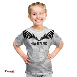 Custom New Zealand Silver Fern Football Kid T Shirt Go Aotearoa Grunge White LT14