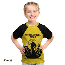 Custom Western Australia Bowls Kid T Shirt Go Champions WA Black Swan LT14
