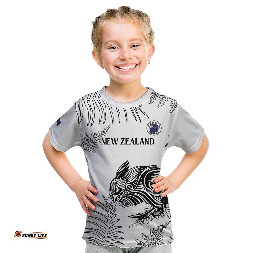 Custom New Zealand Kiwi Football Kid T Shirt Aotearoa Silver Fern LT14