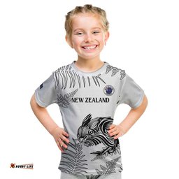 Custom New Zealand Kiwi Football Kid T Shirt Aotearoa Silver Fern LT14