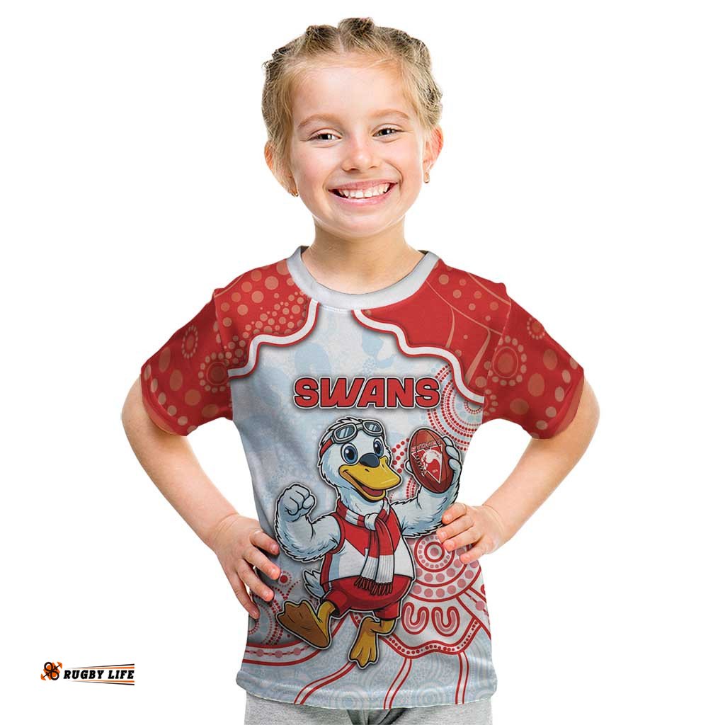 Custom Swans Football Kid T Shirt Aboriginal Dot Art Pattern DT05