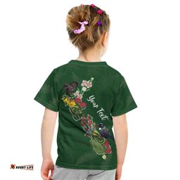Kia Ora New Zealand Floral Personalized Kid T Shirt Sage Green LT7
