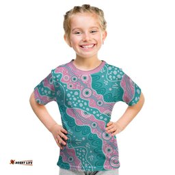 Hereditary Cancer Awareness Australia Indigenous Kid T Shirt Pink and Teal LT7