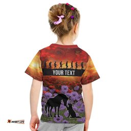 Personalised ANZAC Day Kid T Shirt Remembering the Animals of War LT19