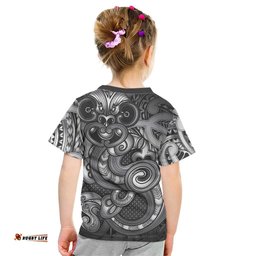 Aotearoa Maori Hei Tiki Kid T Shirt Kiwikiwi Kowhaiwhai Puhoro Motif LT9