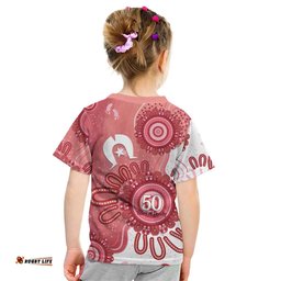 NAIDOC Week 2026 Kid T Shirt 50 Years Deadly Dhari Pink Aboriginal Art LT14
