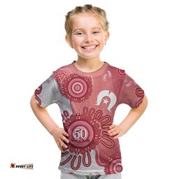 NAIDOC Week 2026 Kid T Shirt 50 Years Deadly Dhari Pink Aboriginal Art LT14