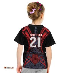 Custom New Zealand Kid T Shirt Maori Kiwiana Pattern Tukutuku Motif LT9
