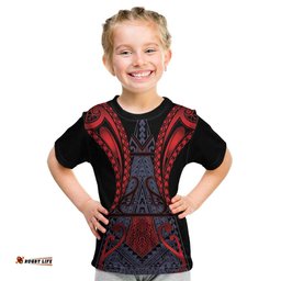 Custom New Zealand Kid T Shirt Maori Kiwiana Pattern Tukutuku Motif LT9