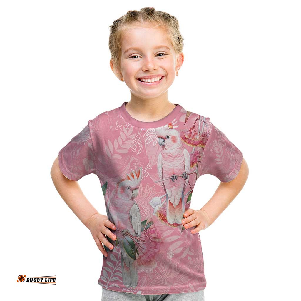 Personalised Galah Cockatoo Eucalyptus Flowers Kid T Shirt Australian Breast Cancer Spirit LT9