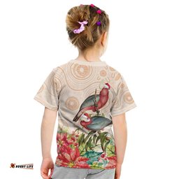 Merry Christmas Aussie Aboriginal Kid T Shirt Rosebreasted Cockatoo Pastel LT7