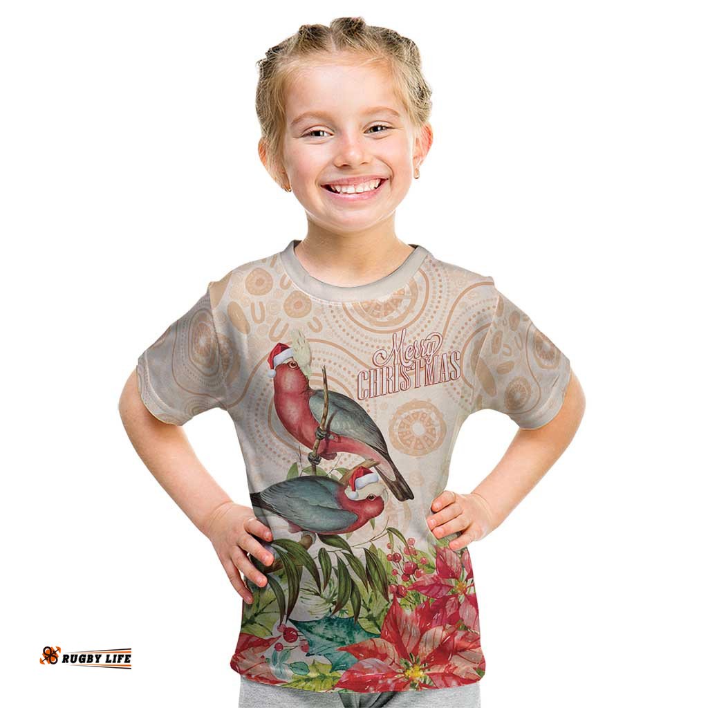 Merry Christmas Aussie Aboriginal Kid T Shirt Rosebreasted Cockatoo Pastel LT7