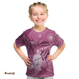 NAIDOC Deadly 50 Years Kid T Shirt Jellyfish Aboriginal Culture Inspired Pink LT9