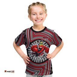 Essendon Football Club Kid T Shirt Indigenous Monochrome Dot Art Mascot Style TS04