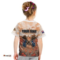Personalised ANZAC Day Kid T Shirt Commemorative Soldier Tribute DT05