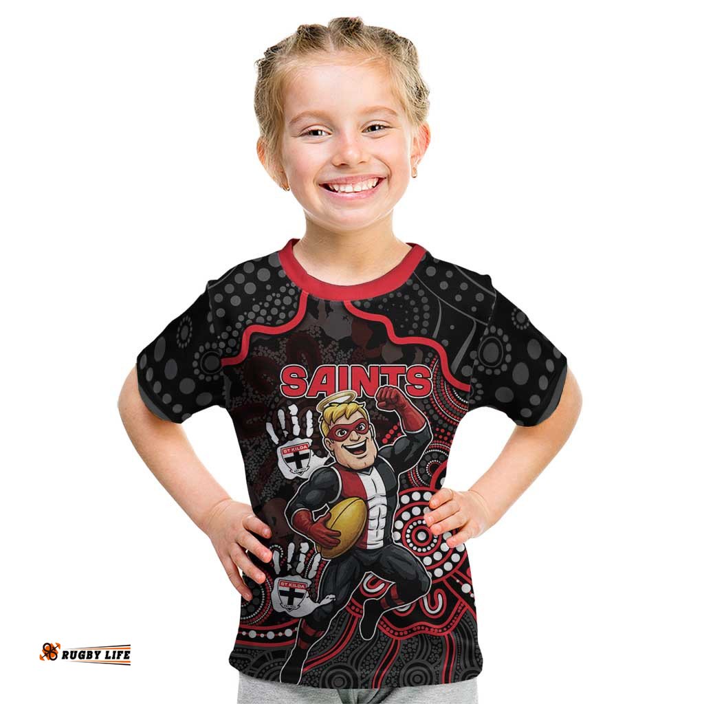 Custom Saints Football Kid T Shirt Aboriginal Dot Art Pattern DT05