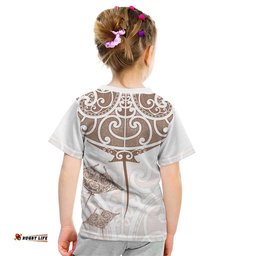New Zealand Manta Ray Tattoo Kid T Shirt Aotearoa Maori Haehae Beige LT14