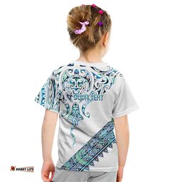 Kahui Whetu Paua shell Kowhaiwhai Taniko Personalised Kid T Shirt Manta Ray Shark-Turtle Maori Tribal Style LT9
