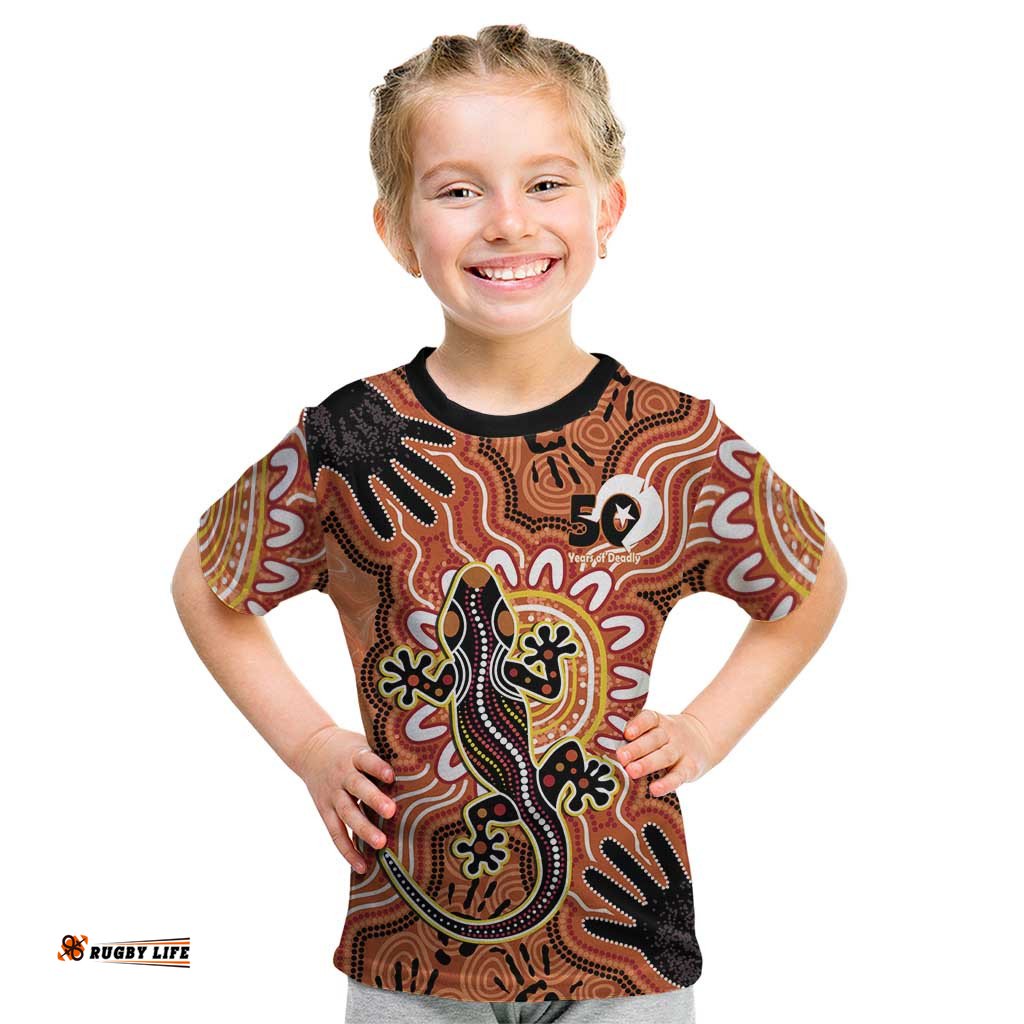 Personalised Australia Lizard NAIDOC Week 2026 Kid T Shirt 50 Years of Deadly Aboriginal Art LT14