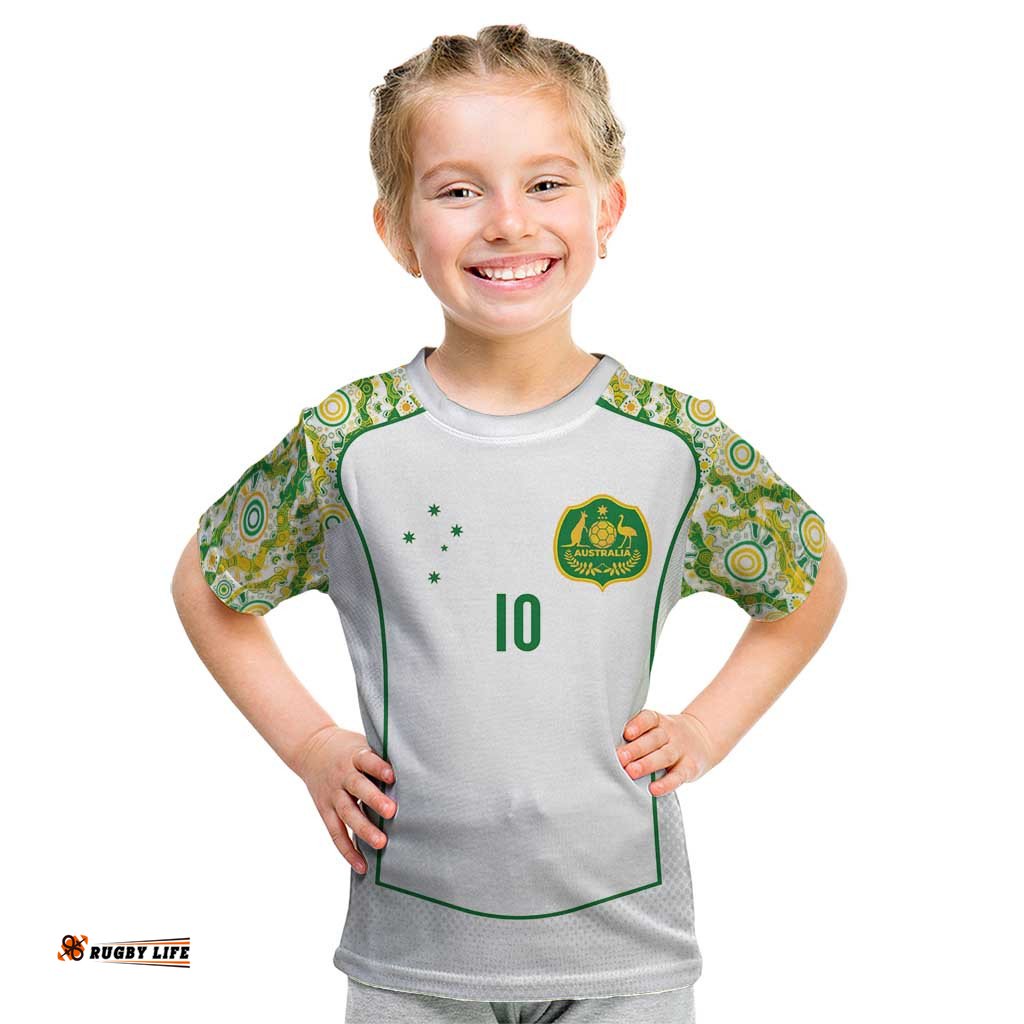 Custom Australia Football Kid T Shirt Aboriginal Pattern Sporty Style-White Color LT03