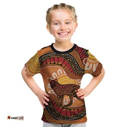 Indigenous Dingo Australia Kid T Shirt Australian Aboriginal Art Proud LT14
