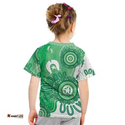 NAIDOC Week 2026 Kid T Shirt 50 Years Deadly Dhari Green Aboriginal Art LT14