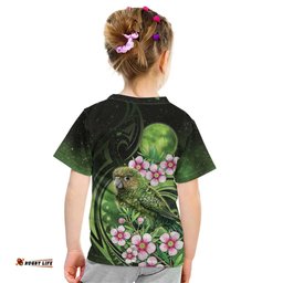 New Zealand Aotearoa Kakapo Kid T Shirt Maori Pattern With Manuka Galaxy Style LT05
