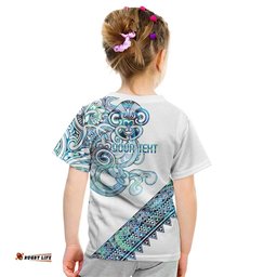 Kahui Whetu Paua shell Kowhaiwhai Taniko Personalised Kid T Shirt Taniwha Maori Tribal Style LT9