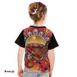 Indigenous Goanna Australia Kid T Shirt Aussie Uluru Ayers Rock Sturt's Desert Pea LT14