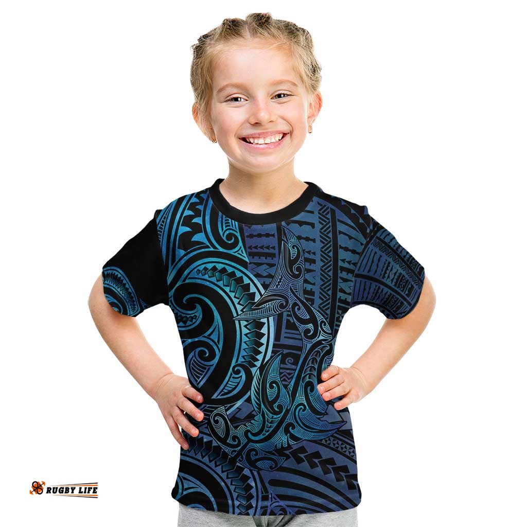 New Zealand Hammerhead Shark Kid T Shirt Maori Haehae Mangopare Galaxy LT14