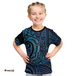 New Zealand Hammerhead Shark Kid T Shirt Maori Haehae Mangopare Galaxy LT14