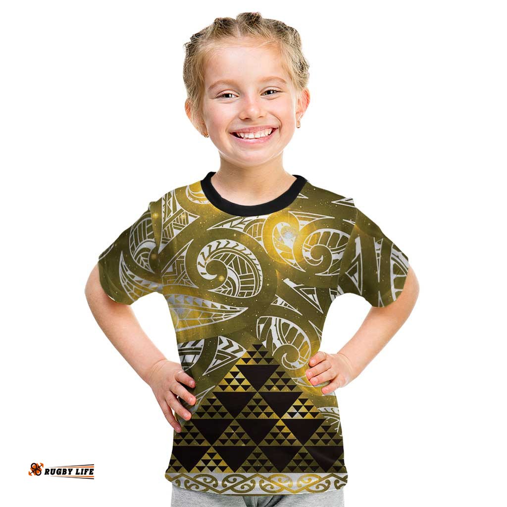 Matariki New Zealand Kid T Shirt NZ Niho Taniwha Maori New Year Yellow Galaxy LT14